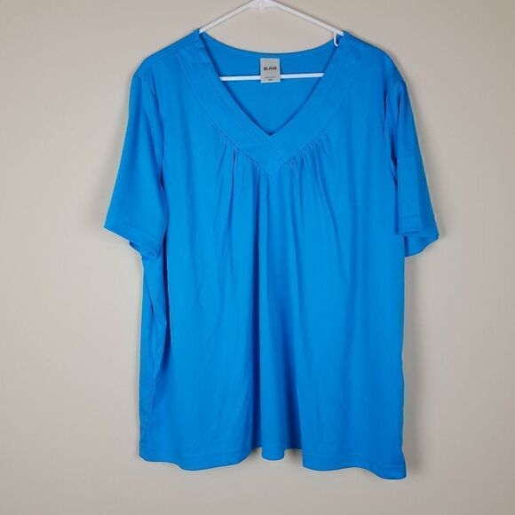 Blair Blue Vneck Top   - Picture 1 of 6